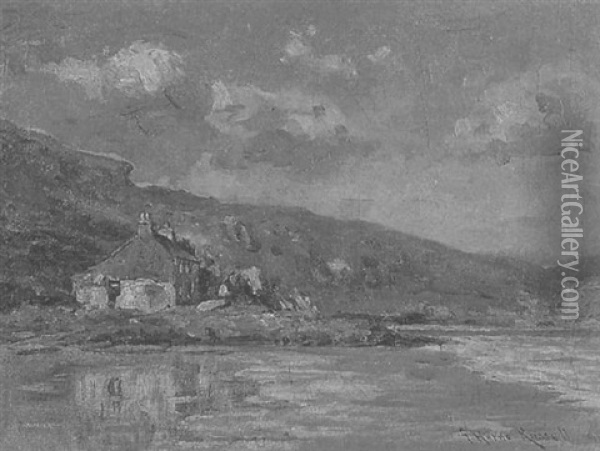 Shoreline With Country House Oil Painting - George Horne Russell