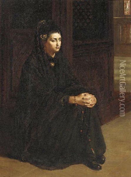 Quiet Contemplation Oil Painting - Gertrude Martineau