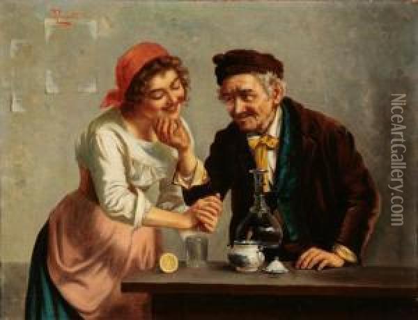 Tavern Flirtation 
And 
Sing-a-long Oil Painting - Jules Zermati