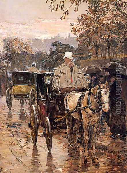 Fiacre, Rue Bonaparte 1888 Oil Painting - Childe Hassam