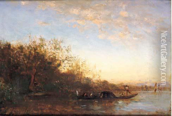 Gondole Dans La Lagune Oil Painting - Felix Ziem