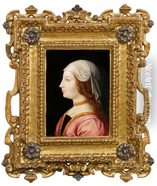 Portrat Einer Dame Im Profil (isabella Colonna Gonzaga?) Oil Painting - Francesco Pesenti