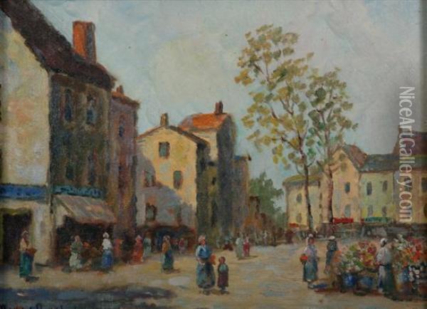 Market Day Oil Painting - Dennis Ainsley