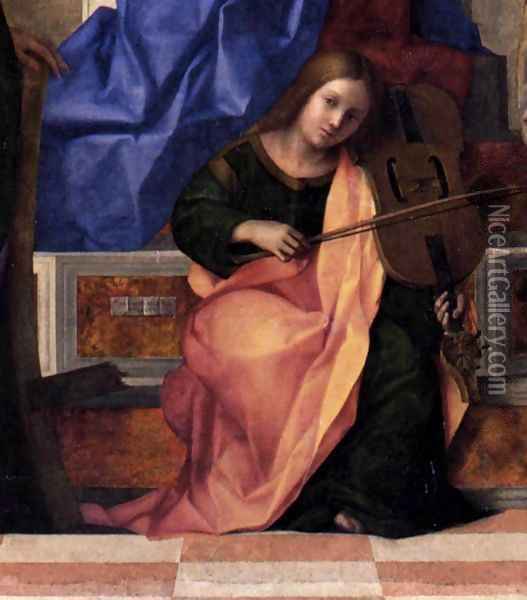San Zaccaria Altarpiece (detail) 3 Oil Painting - Giovanni Bellini