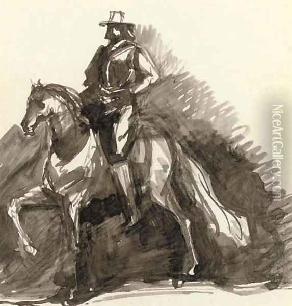 Don Quixote astride Rocinante Oil Painting - English School