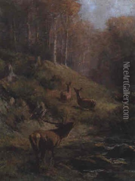 Waldidyll Oil Painting - Franz Xaver von Pausinger