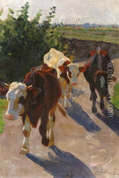 Hazafele Oil Painting - Lajos Zombory