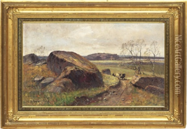 Landskap Med Tvaspann Oil Painting - Olof Hermelin