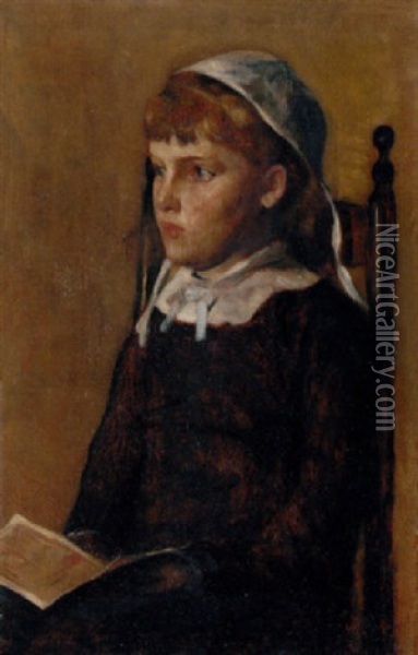 Girl Reading (antoinette) Oil Painting - Thomas Wilmer Dewing