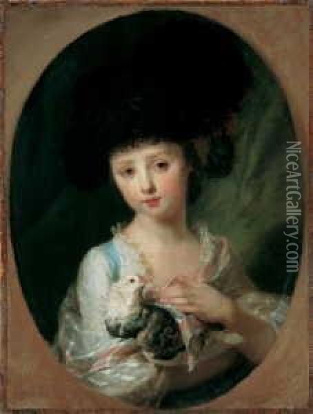 Bildnis Eines Jungen Madchens Mit Taube. Oil Painting - Johann Friedrich A. Tischbein