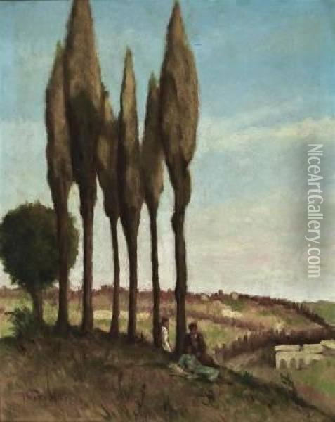 Cipressi Oil Painting - Feruccio Pizzanelli