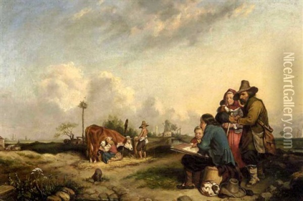 Scene Du Poitevin (after Eugene Modeste Edmond Lepoittevin) Oil Painting - Cornelius David Krieghoff