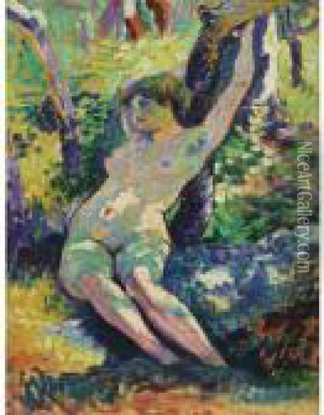 Jeune Femme (study For La Clairiere) Oil Painting - Henri Edmond Cross