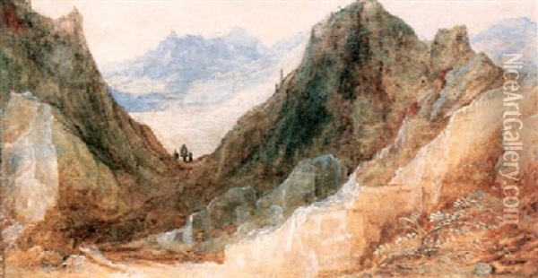 Gebirgslandschaft Mit Reisenden Oil Painting - Joos de Momper the Younger