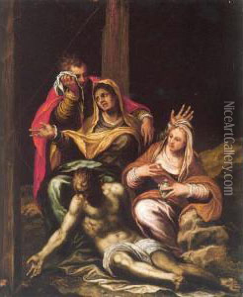 The Lamentation Over The Dead Christ Oil Painting - Paolo Farinati