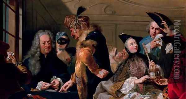 Gamblers at the Ridotto Oil Painting - Johann Heinrich The Elder Tischbein