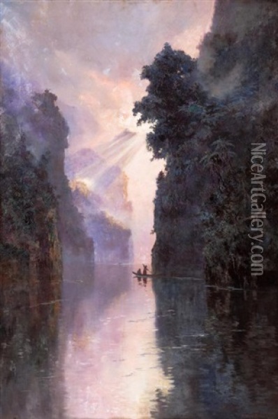 River Gorge Oil Painting - Alfred Coffey
