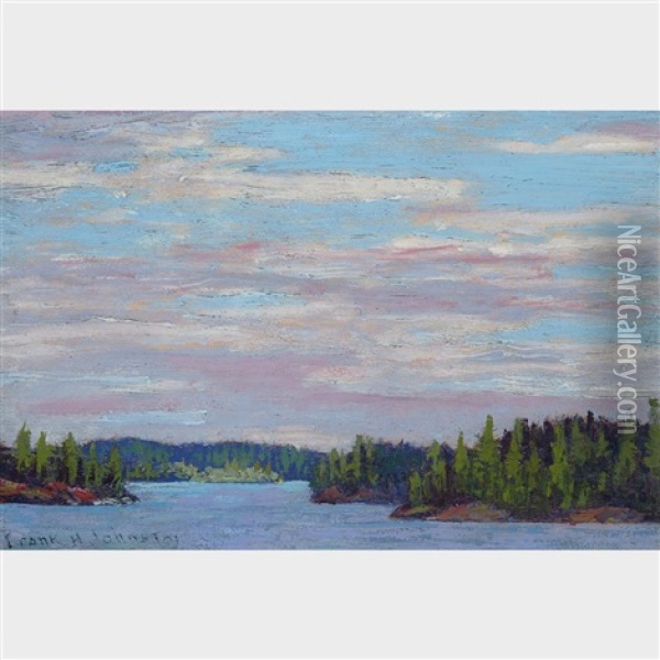 Through The Channel, Bryce's Island On The Right, Lake Of The Woods Oil Painting - Francis Hans Johnston