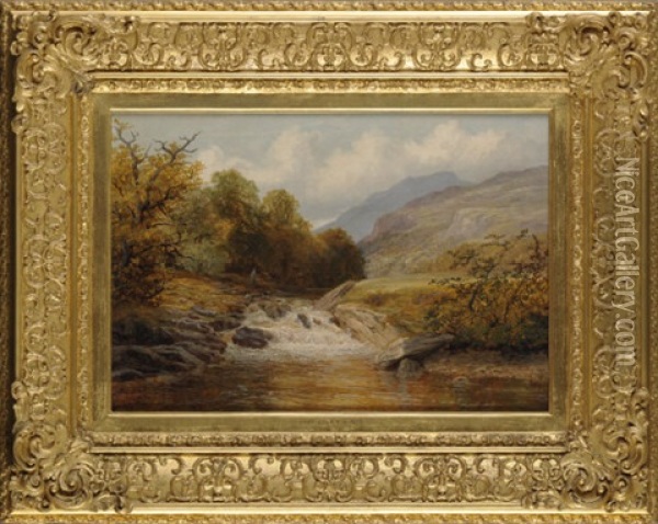 A Mountain Stream, Near Doowdelln [sic], North Wales Oil Painting - George Vicat Cole
