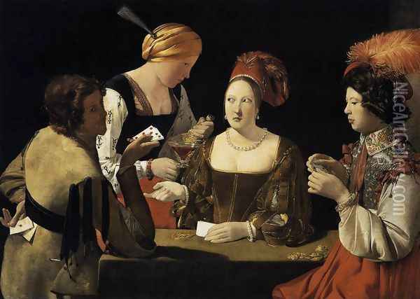 Cheater with the Ace of Diamond 1635 Oil Painting - Georges de La Tour