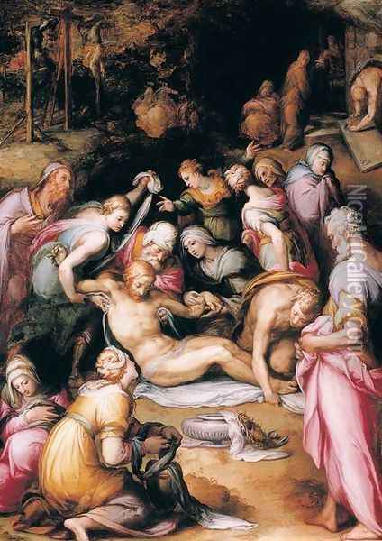 Lamentation over the Dead Christ 1572-73 Oil Painting - Giovan Battista Naldini