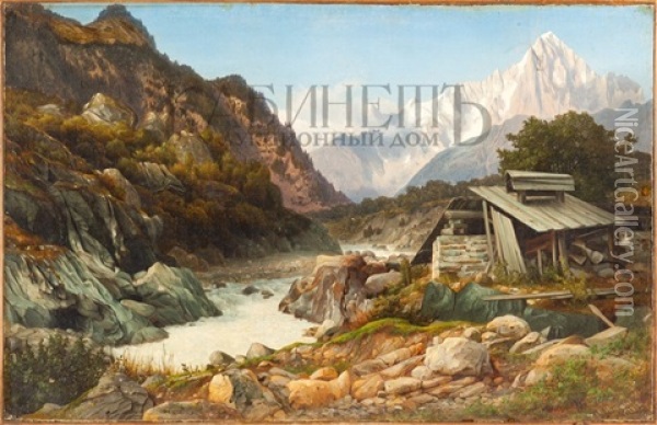 View Of Mont Blanc From Chamonix Oil Painting - Apollinari Gilyarievich Goravsky