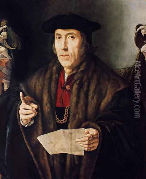 Portrait of a Man, possibly Judge John More, father of Sir Thomas More 1478-1535 Oil Painting - Jan Cornelisz Vermeyen