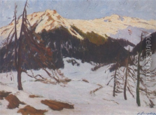Winterabend In Den Bergen Oil Painting - Fritz Overbeck