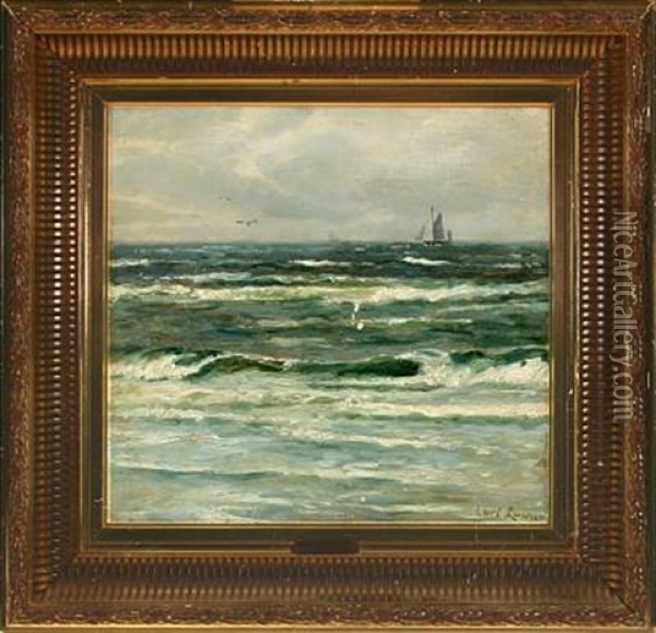 A View Of The Sea With Sailing Ships Oil Painting - Carl Ludvig Thilson Locher