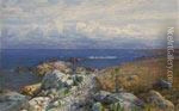 Rocky Shoreline, Rhode Island Oil Painting - William Trost Richards