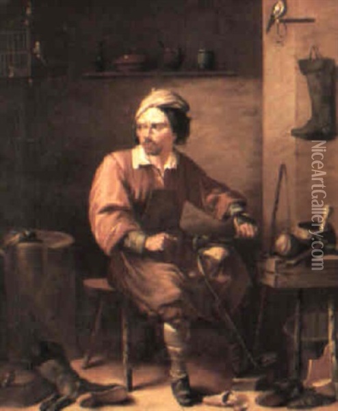 The Cordwainer Oil Painting - David Ryckaert the Elder