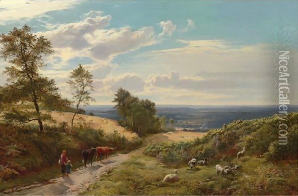 Cattle In The Vale Oil Painting - Sidney Richard Percy