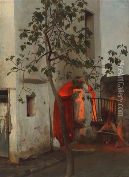 Scenery From Pompeii Oil Painting - Hans Ole Brasen