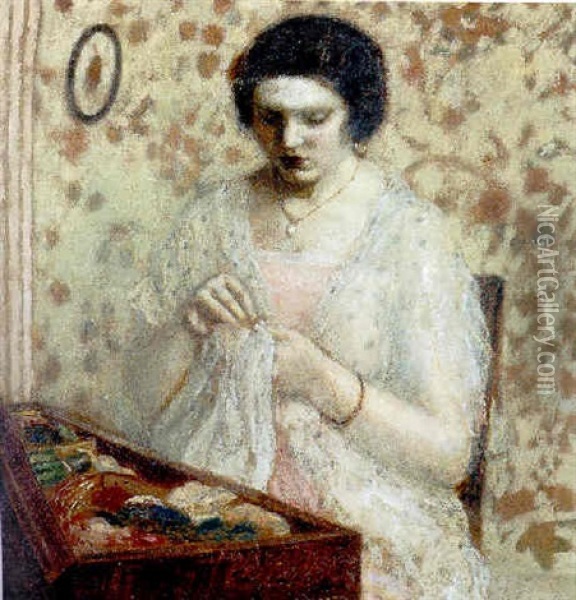 Embroidery Oil Painting - Frederick Carl Frieseke
