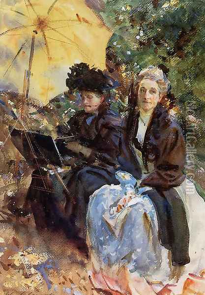 Miss Wedewood and Miss Sargent Sketching Oil Painting - John Singer Sargent