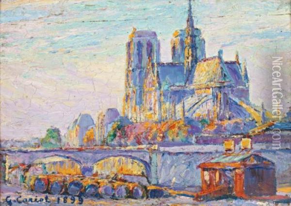 Notre Dame Et Les Quais Oil Painting - Gustave Cariot