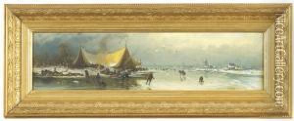 Eisvergnugen Oil Painting - Joseph Friedrich N. Heydendahl
