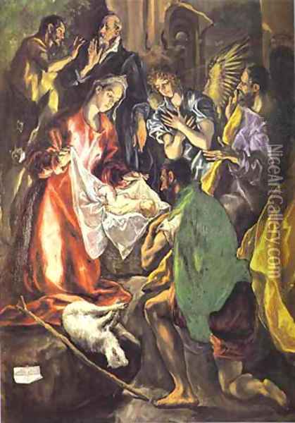 The Adoration Of The Shepherds (Detail) 1596-1600 Oil Painting - El Greco (Domenikos Theotokopoulos)