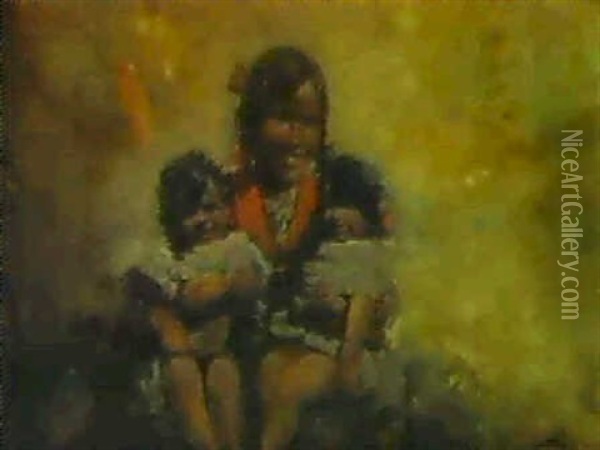 Maternidad Gitana Oil Painting - Jose Navarro Llorens