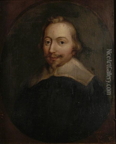 Portrait Of John Pym, Bust-length, In A Painted Oval Oil Painting - Edward Bower