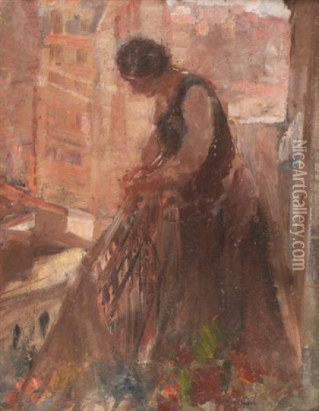 Femme Au Balcon Oil Painting - Henri Evenepoel