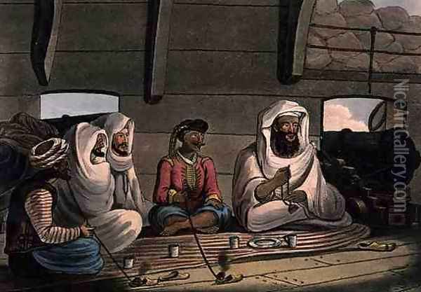 Moors on Board the Swiftsure, engraved by Joseph Constantine Stadler (fl.1780-1812) published by I. White, London, 1801 Oil Painting - Cooper Willyams
