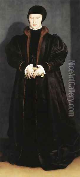 Christina of Denmark, Ducchess of Milan 1538 Oil Painting - Hans Holbein the Younger