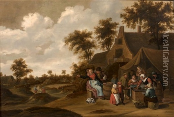 Le Gouter Des Enfants Devant L'auberge Oil Painting - Thomas Van Apshoven