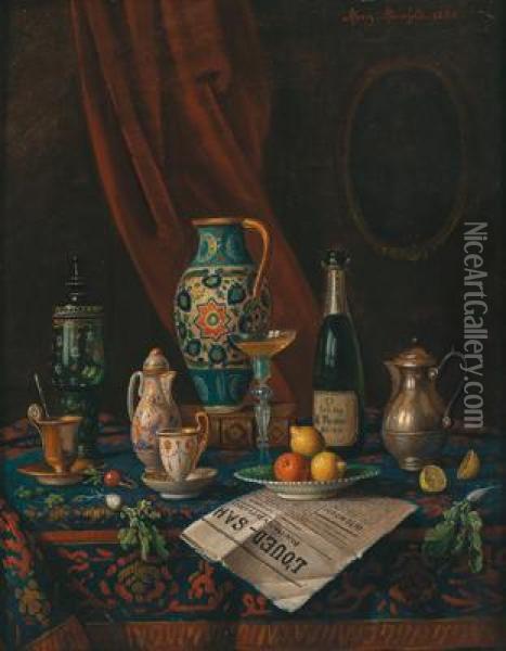 Still Life With Antiques Oil Painting - Moritz Mansfeld