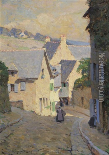 Sunlit Street, Dinan Oil Painting - Clarence Alphonse Gagnon