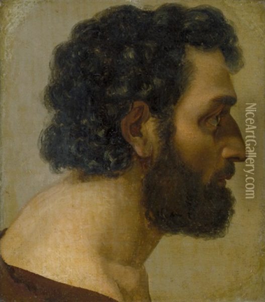 Portrat Eines Bartigen Mannes Im Profil Oil Painting - Niels Peter Holbech