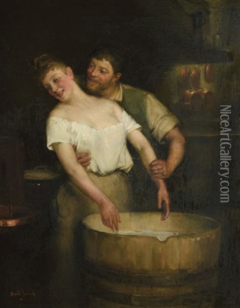 En Cuisine Oil Painting - Joseph Bail