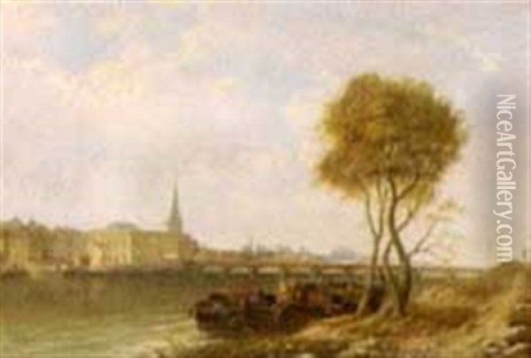 Perth On The River Tay Oil Painting - Arthur Joseph Meadows