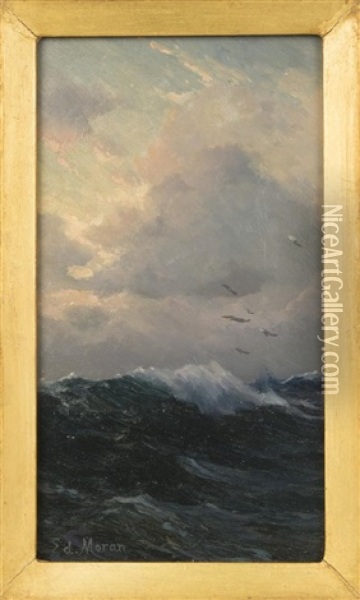 Cloudy Seascape Oil Painting - Edward Moran